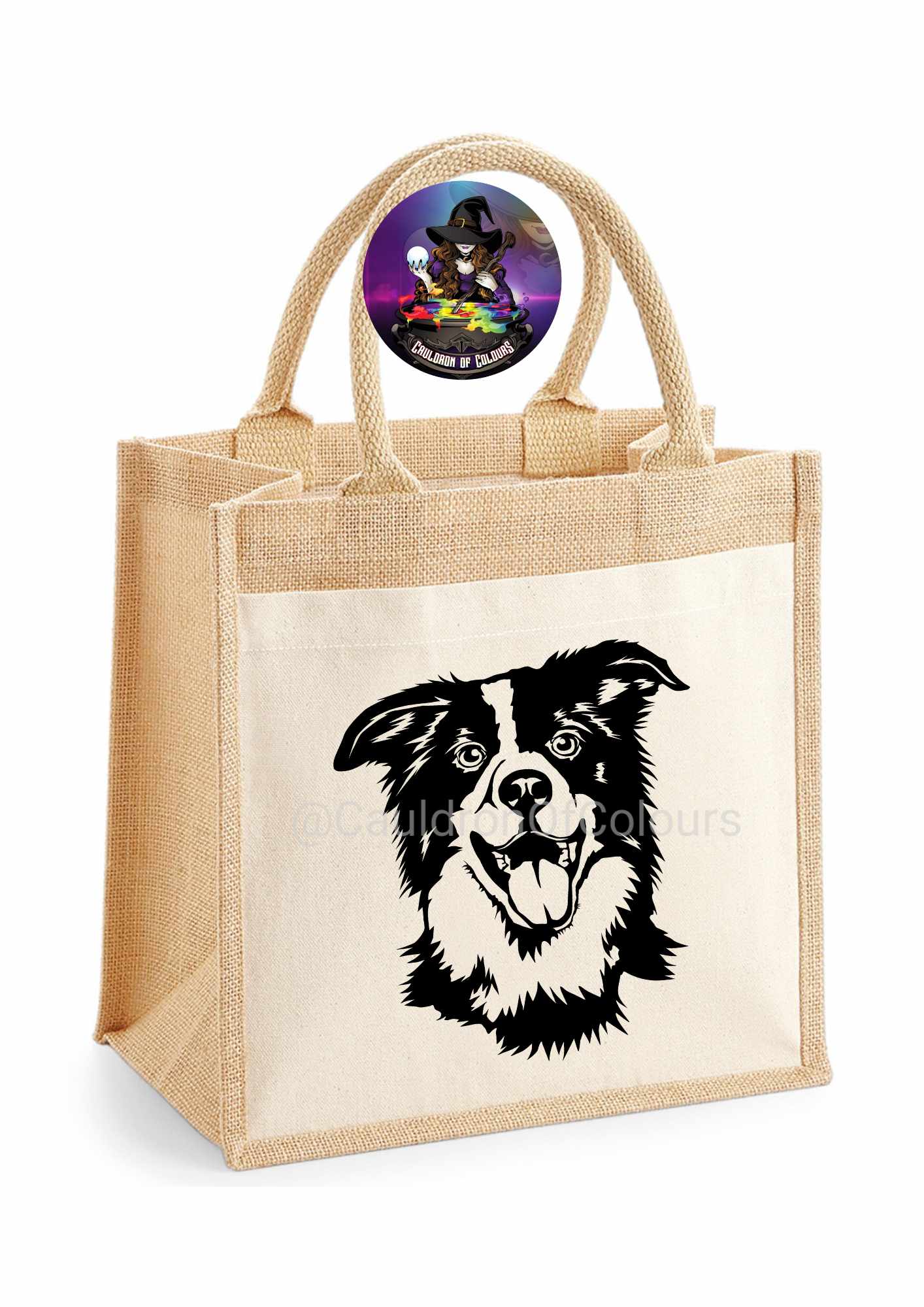 Border Collie Jute Bag