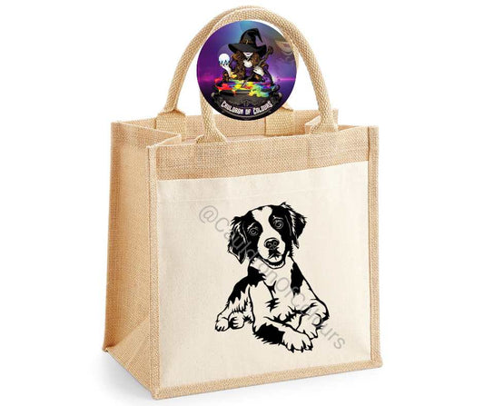 Brittany Spaniel Jute Tote Bag