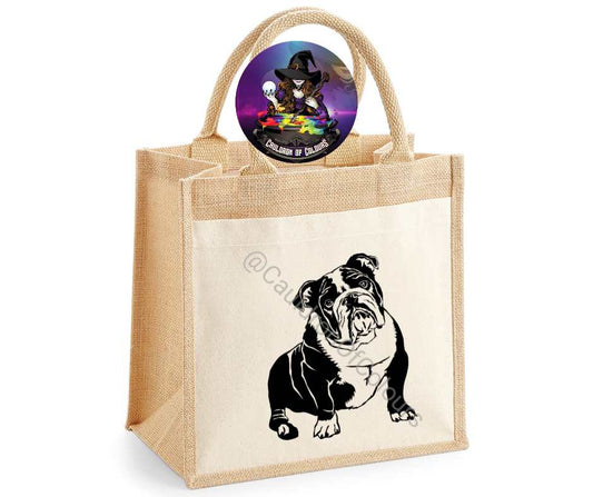 English Bulldog Jute Tote Bag