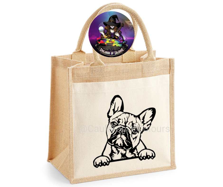 French Bulldog Jute Tote Bag