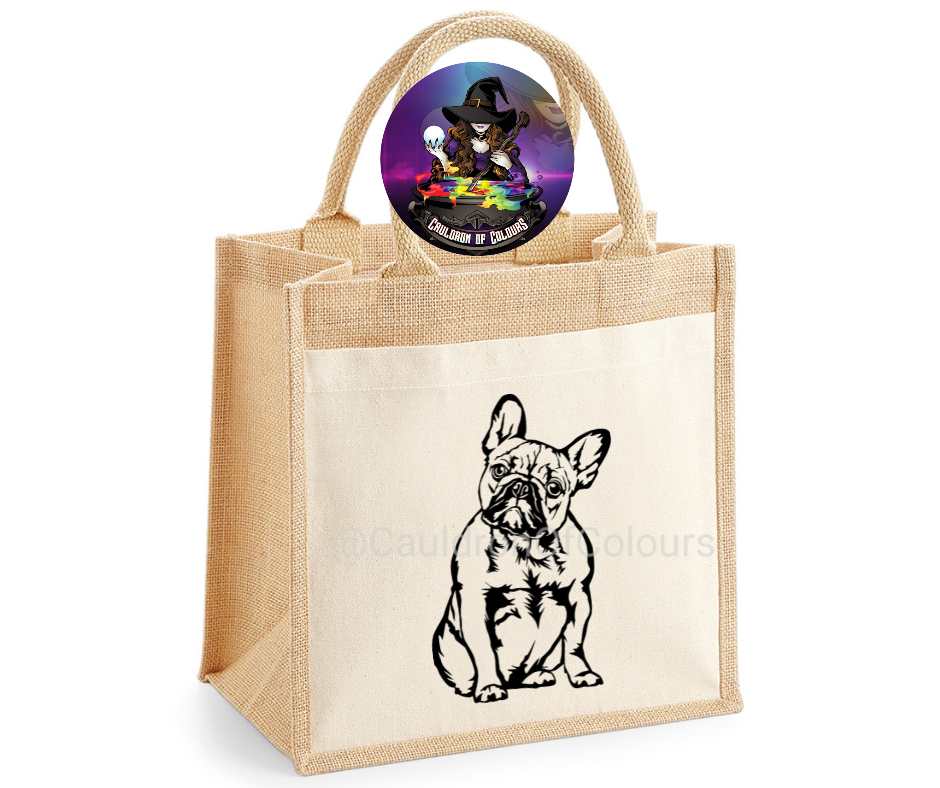 French Bulldog Jute Tote Bag