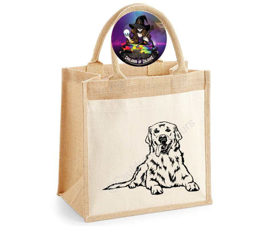 Golden Retriever Jute Tote Bag