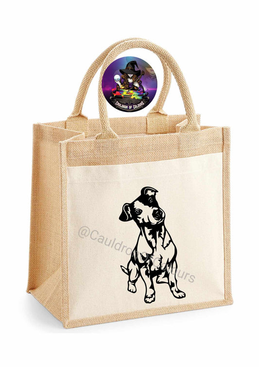 Jack Russell Jute Tote Bag