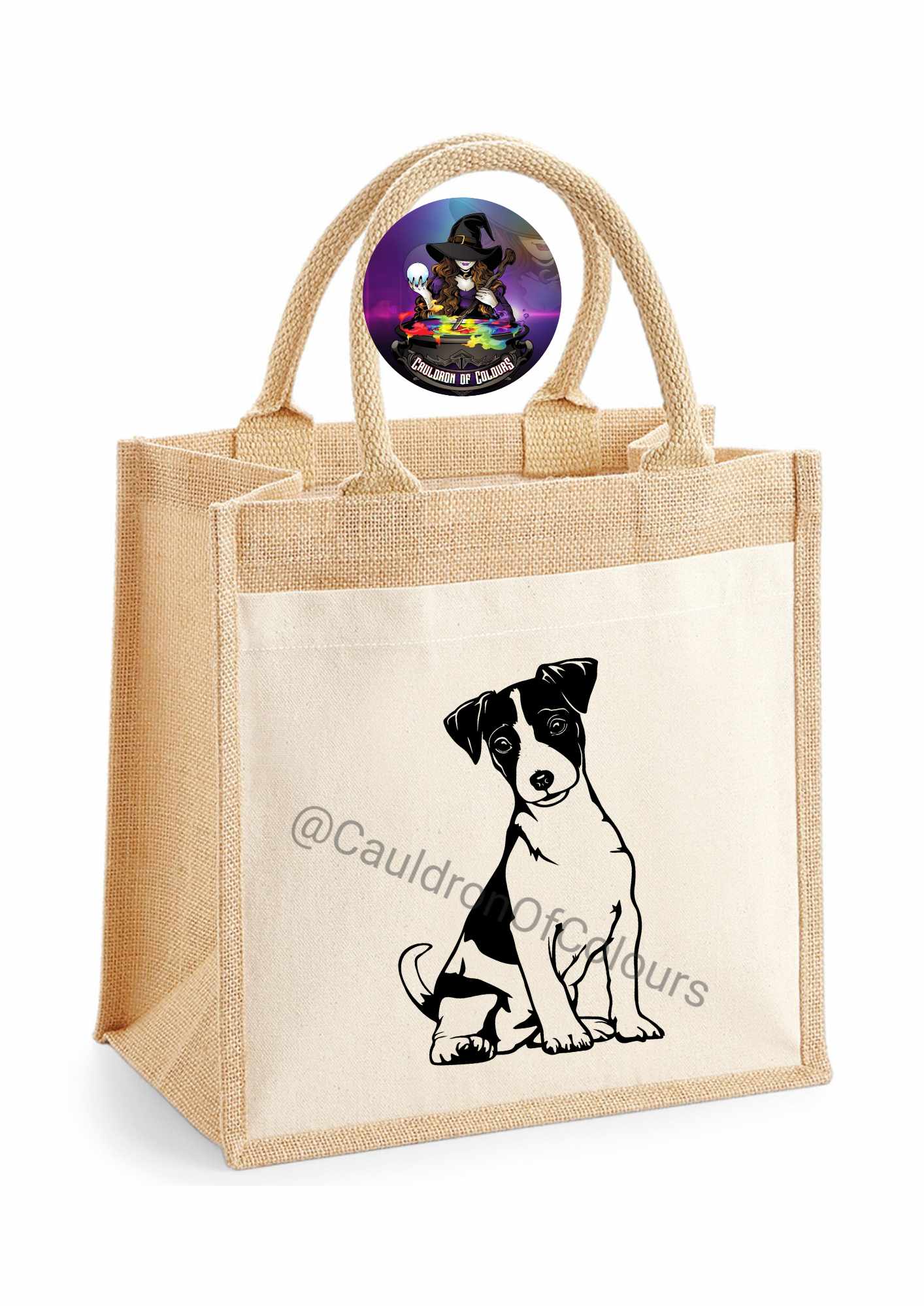 Jack Russell Jute Tote Bag