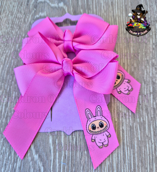 Rose Bloom 4" Bows with Pink Monster