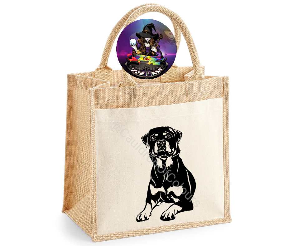 Rottweiler Jute Tote Bag